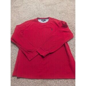 Polo Ralph Lauren Men's XL Red Waffle Knit Long Sleeve Shirt Nice